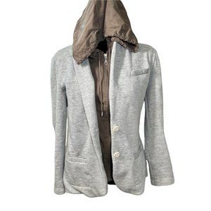 Elevenses Anthropologie Jacket Layered Convertible Hooded Blazer Size Large